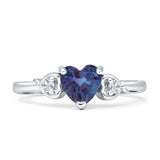 Heart Lab Alexandrite Three Stone Promise Ring 925 Sterling Silver