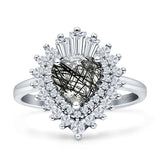 Heart Halo Baguette & Round Cocktail Ring