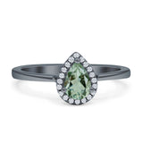 Pear Teardrop Halo Solitaire Ring