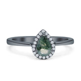 Pear Teardrop Halo Solitaire Ring