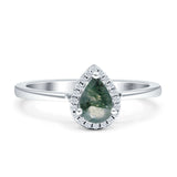 Pear Teardrop Halo Solitaire Ring