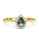 Pear Teardrop Halo Solitaire Ring
