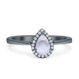Pear Teardrop Halo Solitaire Ring