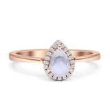 Pear Teardrop Halo Solitaire Ring