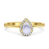 Pear Teardrop Halo Solitaire Ring