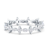 Minimalist 5mm Full Eternity Marquise Band Cubic Zirconia 925 Sterling Silver