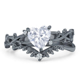 Two Piece Heart CZ Ring
