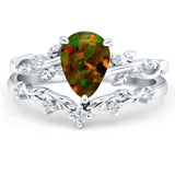 Two Piece Pear CZ Ring
