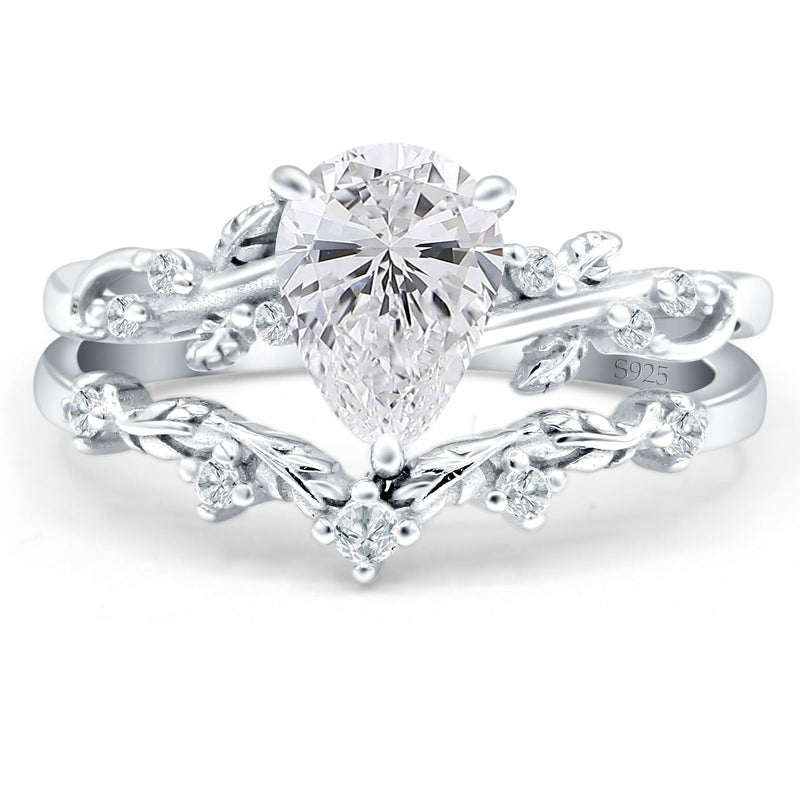 Two Piece Pear CZ Ring