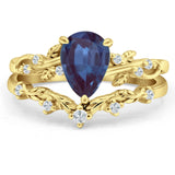 Two Piece Pear Natural Stone Chevron Ring