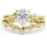 Two Piece Pear Natural Stone Chevron Ring