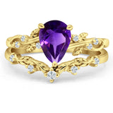 Two Piece Pear Natural Stone Chevron Ring