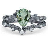 Two Piece Pear Natural Stone Chevron Ring
