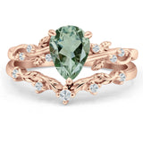 Two Piece Pear Natural Stone Chevron Ring