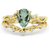 Two Piece Pear Natural Stone Chevron Ring