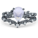 Two Piece Pear Natural Stone Chevron Ring