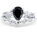Two Piece Pear Natural Stone Chevron Ring