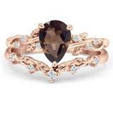 Two Piece Pear Natural Stone Chevron Ring