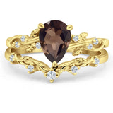 Two Piece Pear Natural Stone Chevron Ring