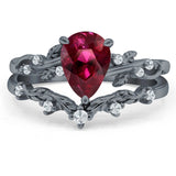 Two Piece Pear CZ Ring