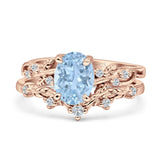 Two Piece Oval Natural Stone Chevron Rings