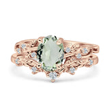 Two Piece Oval Natural Stone Chevron Rings