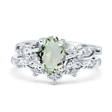 Two Piece Oval Natural Stone Chevron Rings
