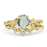 Two Piece Oval Natural Stone Chevron Rings