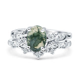 Two Piece Oval Natural Stone Chevron Rings