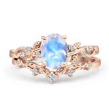 Two Piece Oval Natural Stone Chevron Rings