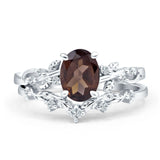 Two Piece Oval Natural Stone Chevron Rings