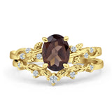 Two Piece Oval Natural Stone Chevron Rings