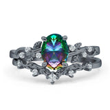 Two Piece Oval CZ Ring