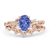 Two Piece Oval CZ Ring