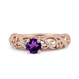 Art Deco Round Natural Stone Filigree Ring