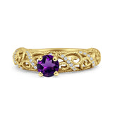 Art Deco Round Natural Stone Filigree Ring