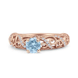 Art Deco Round Natural Stone Filigree Ring