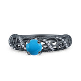 Art Deco Round Natural Stone Filigree Ring