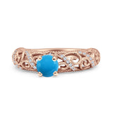 Art Deco Round Natural Stone Filigree Ring