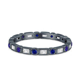 Minimalist 2.5mm Full Eternity Band CZ & Blue Sapphire CZ 925 Sterling Silver