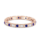Minimalist 2.5mm Full Eternity Band CZ & Blue Sapphire CZ 925 Sterling Silver