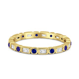 Minimalist 2.5mm Full Eternity Band CZ & Blue Sapphire CZ 925 Sterling Silver