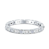 Minimalist 2.5mm Full Eternity Band Cubic Zirconia 925 Sterling Silver