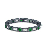 Minimalist 2.5mm Full Eternity Band CZ & Green Emerald CZ 925 Sterling Silver