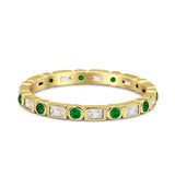 Minimalist 2.5mm Full Eternity Band CZ & Green Emerald CZ 925 Sterling Silver