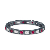 Minimalist 2.5mm Full Eternity Band CZ & Ruby CZ 925 Sterling Silver