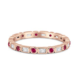 Minimalist 2.5mm Full Eternity Band CZ & Ruby CZ 925 Sterling Silver