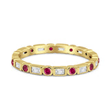 Minimalist 2.5mm Full Eternity Band CZ & Ruby CZ 925 Sterling Silver