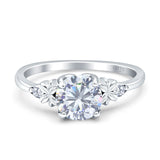 Art Deco Round Cubic Zirconia Floral Ring 925 Sterling Silver