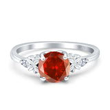 Art Deco Round Garnet CZ Floral Ring 925 Sterling Silver